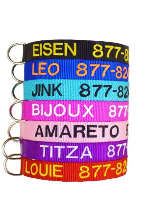 Embroidered Pet Collars - Personalized Collars For Dogs, Adjustable Sizes and Colors, Premium Nylon